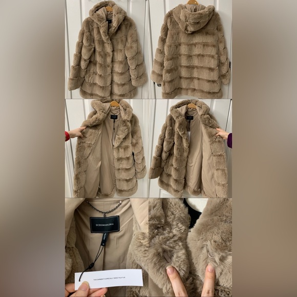 BCBGMaxAzria Hooded Tan Faux Fur Coat - Picture 17 of 17